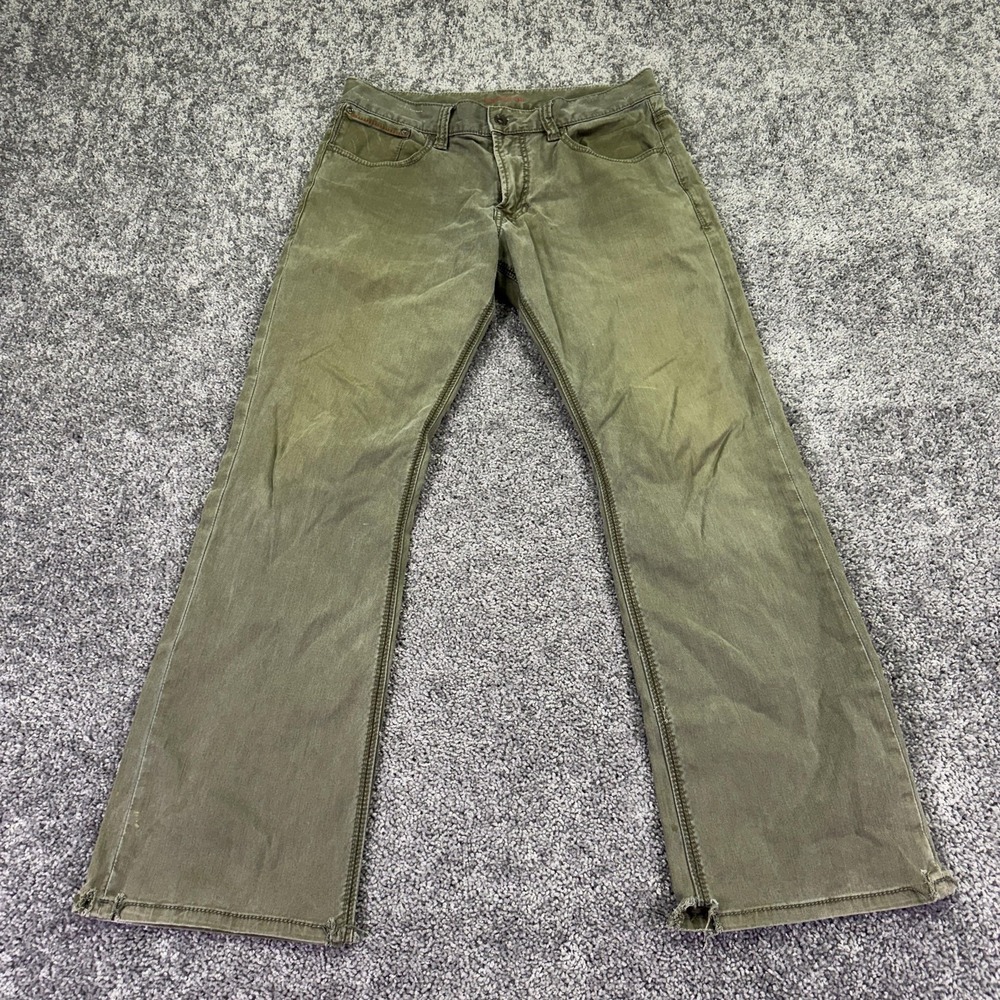 Express Jeans Mens 34 Green Straight Leg Medium Wash Denim Stretch Casual